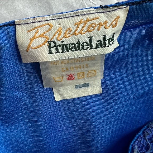 EUC VTG 90s slip M Bretton’s Private Label bright cobalt blue lace overlay MINT - Picture 16 of 16
